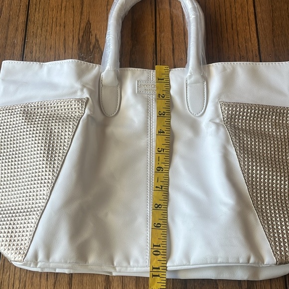 Jimmy Choo Parfums White & Gold Textured Snap Closure Designer Tote Bag NWOT - Picture 7 of 8